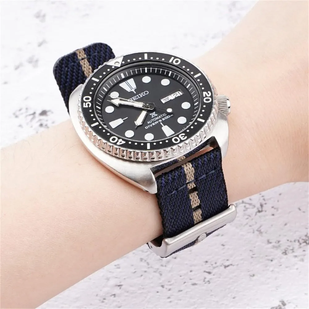 18/20/22/24mm Woven Nylon Strap Stainless Steel Buckle Quick Release Men Women Diagonal Stripe Replacement Watch Band