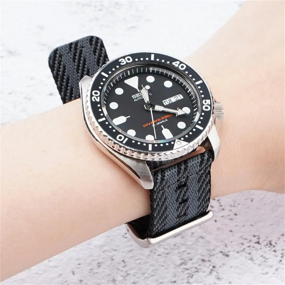 18/20/22/24mm Woven Nylon Strap Stainless Steel Buckle Quick Release Men Women Diagonal Stripe Replacement Watch Band