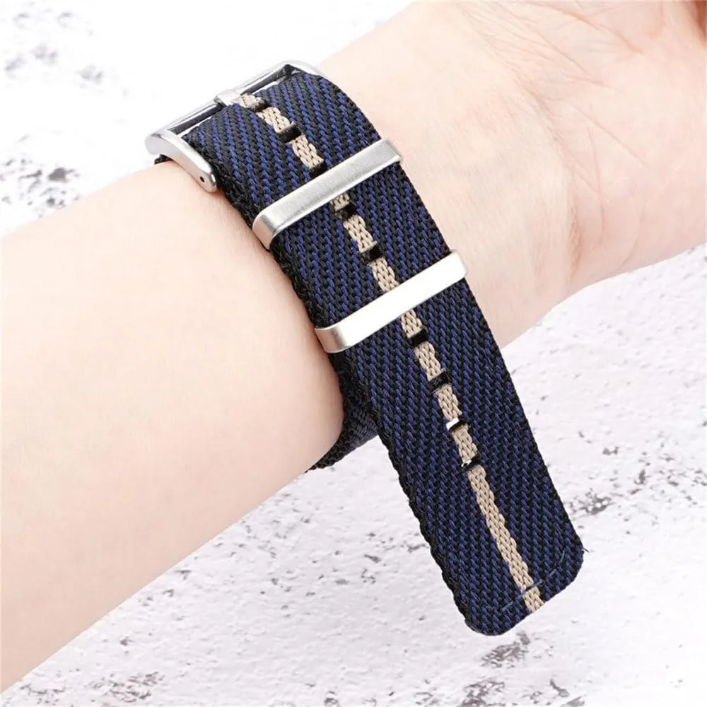 18/20/22/24mm Woven Nylon Strap Stainless Steel Buckle Quick Release Men Women Diagonal Stripe Replacement Watch Band