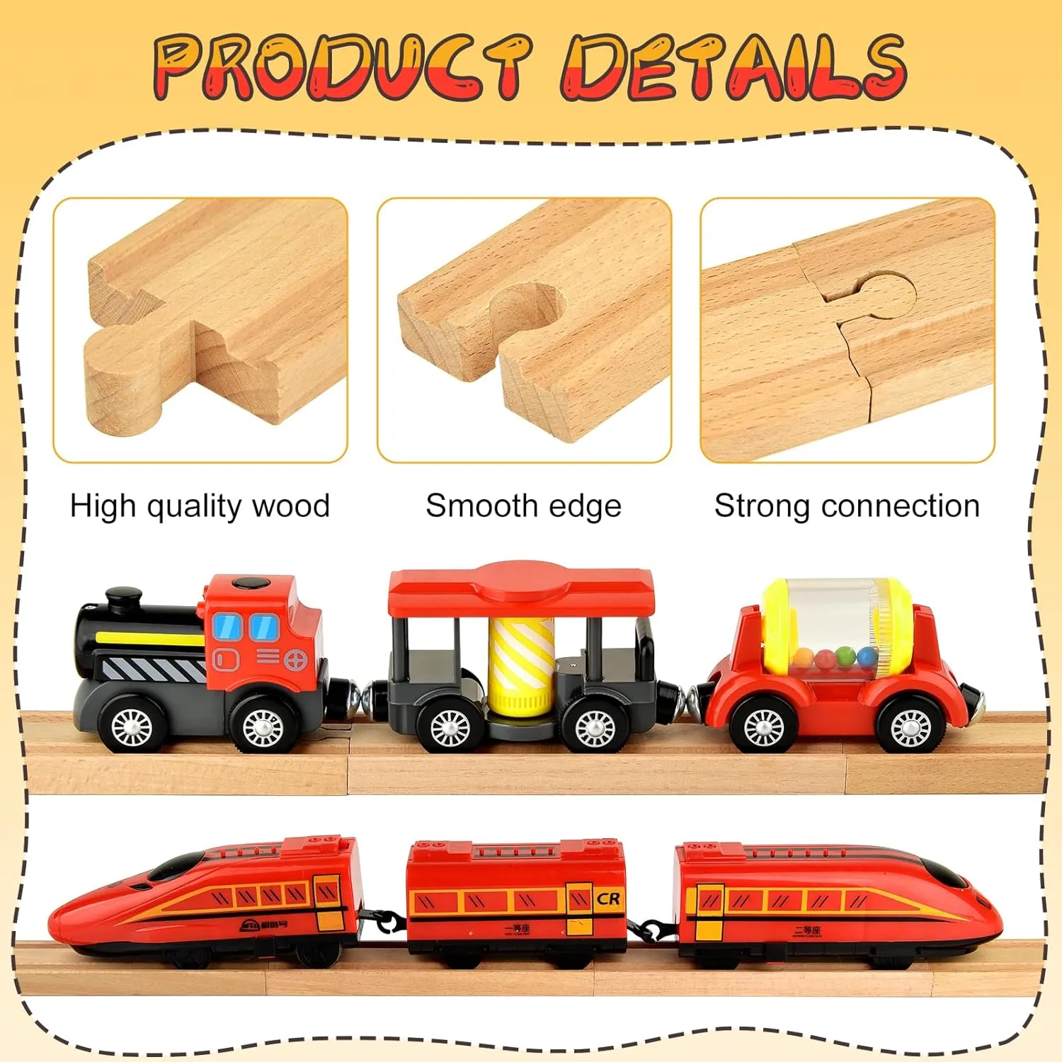 24 Pieces Wood Train Tracks Expansion Straight Wooden Train Tracks 6 Inch Wood Train Track Accessories Compatible with Most for Girls Boys Birthdays (24 PCS, Straight)