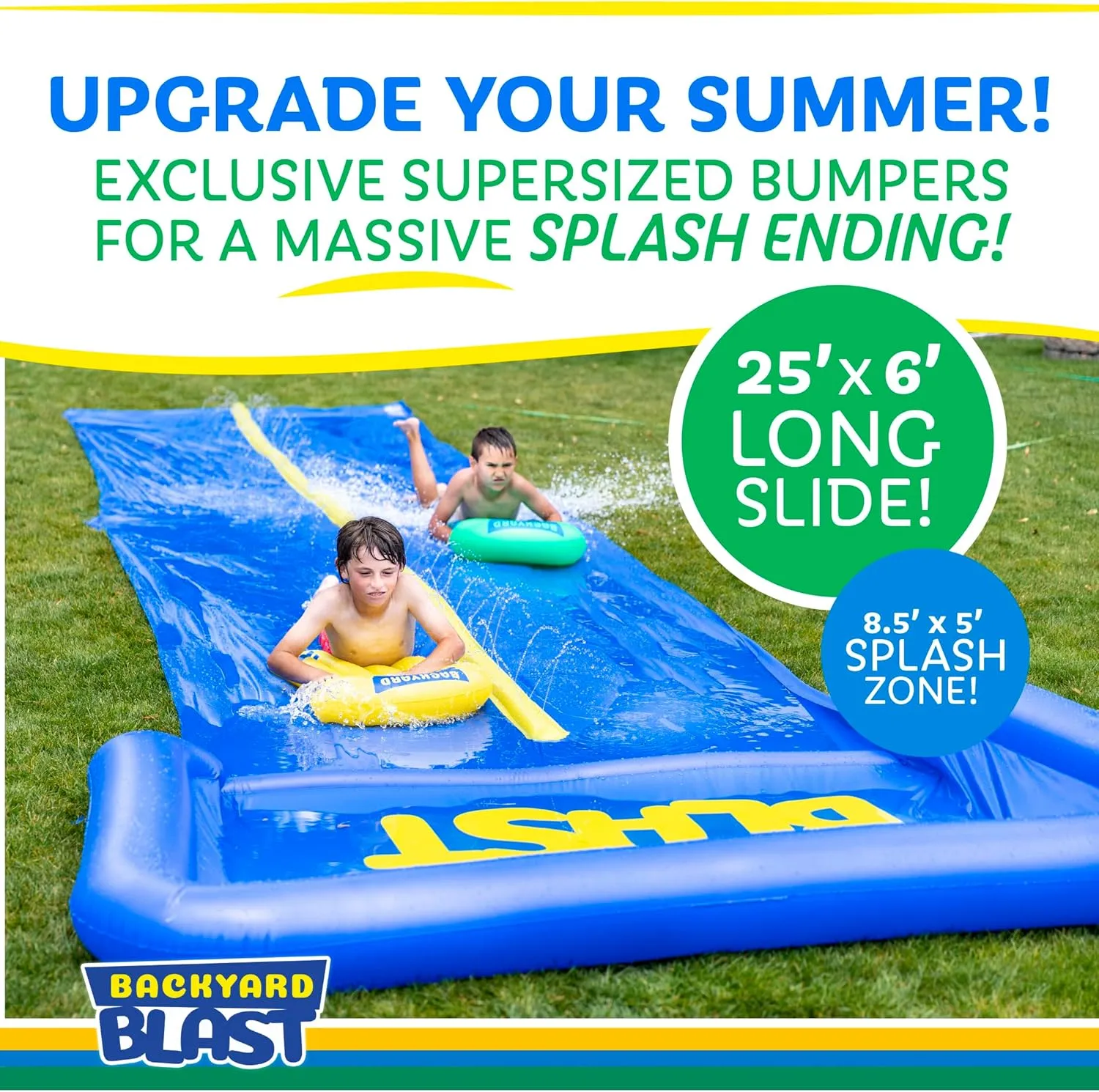 30' Waterslide with Splash Zone - Easy to Setup - Extra Thick to Prevent Rips & Tears