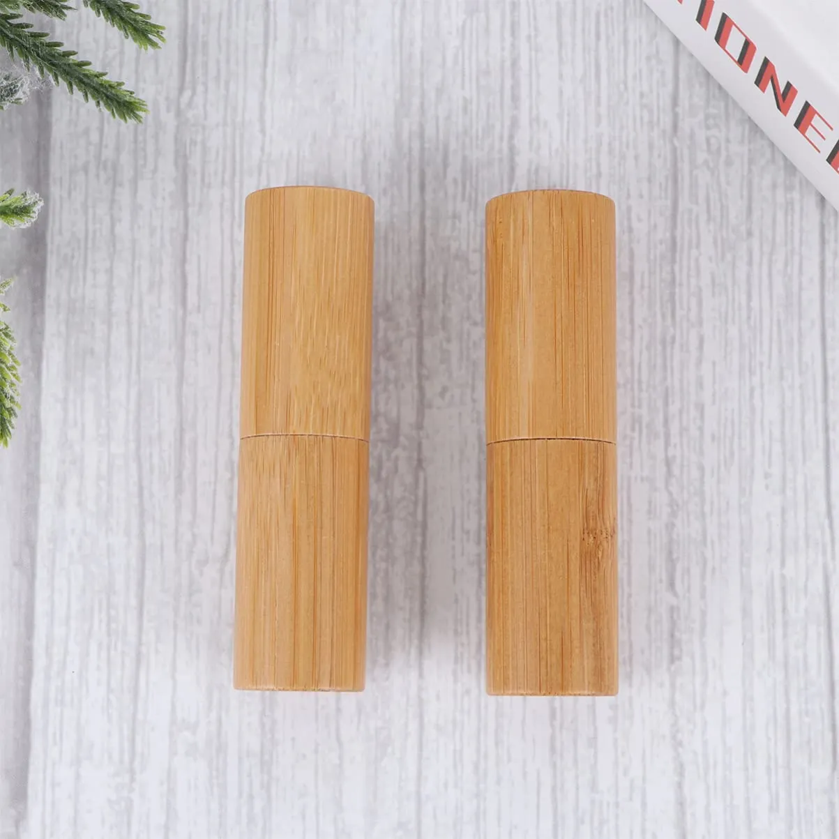3sets Lipstick Tube Empty Containers 3. Bamboo Diy Lip Gloss Simple Design Travel Essential 2pcs*3
