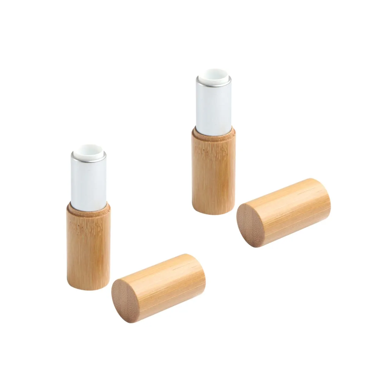3sets Lipstick Tube Empty Containers 3. Bamboo Diy Lip Gloss Simple Design Travel Essential 2pcs*3