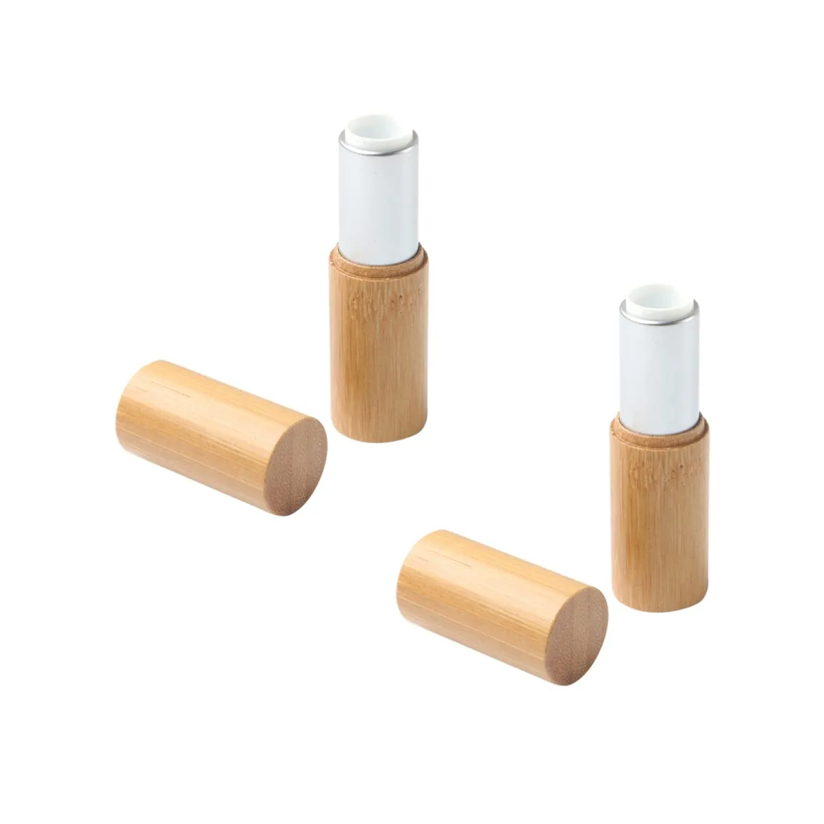 3sets Lipstick Tube Empty Containers 3. Bamboo Diy Lip Gloss Simple Design Travel Essential 2pcs*3