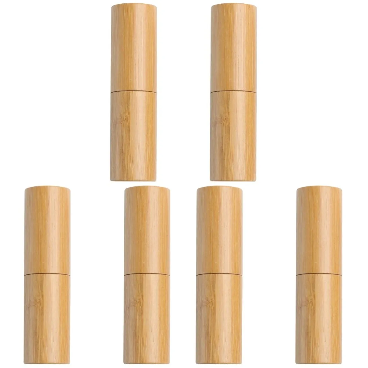 3sets Lipstick Tube Empty Containers 3. Bamboo Diy Lip Gloss Simple Design Travel Essential 2pcs*3