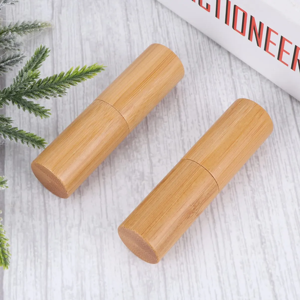 3sets Lipstick Tube Empty Containers 3. Bamboo Diy Lip Gloss Simple Design Travel Essential 2pcs*3