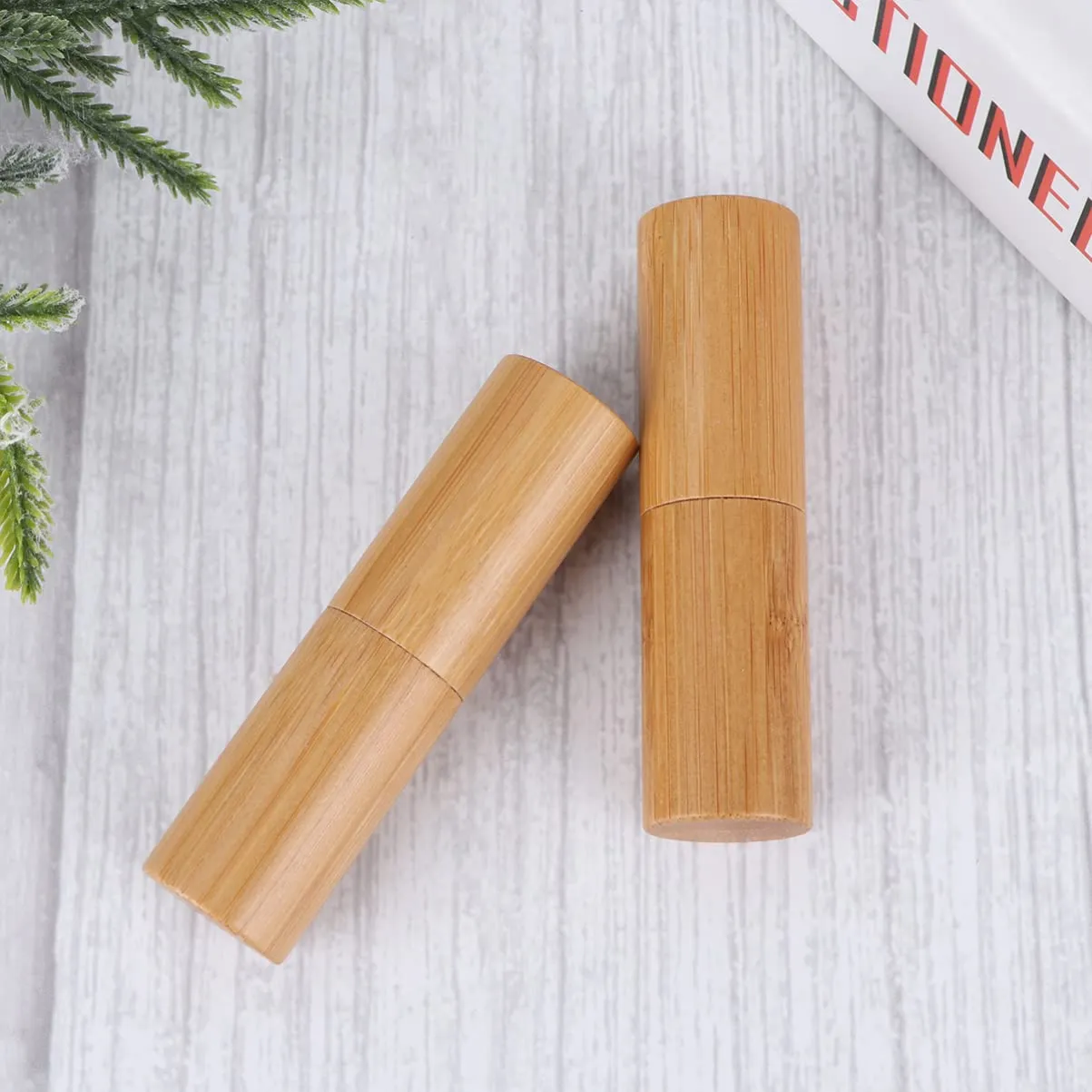 3sets Lipstick Tube Empty Containers 3. Bamboo Diy Lip Gloss Simple Design Travel Essential 2pcs*3