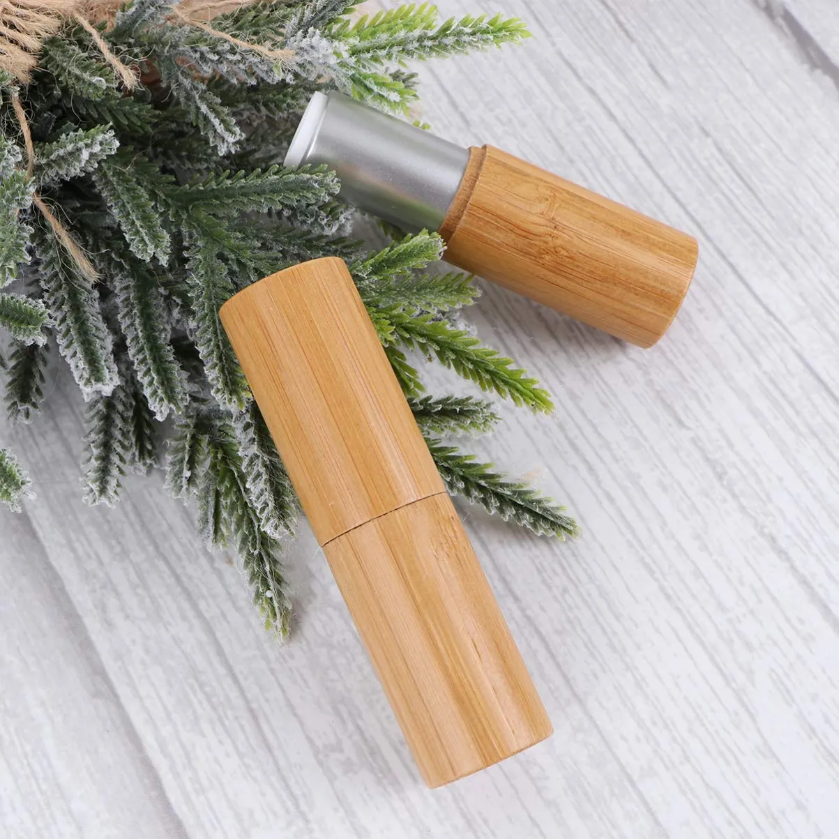 3sets Lipstick Tube Empty Containers 3. Bamboo Diy Lip Gloss Simple Design Travel Essential 2pcs*3