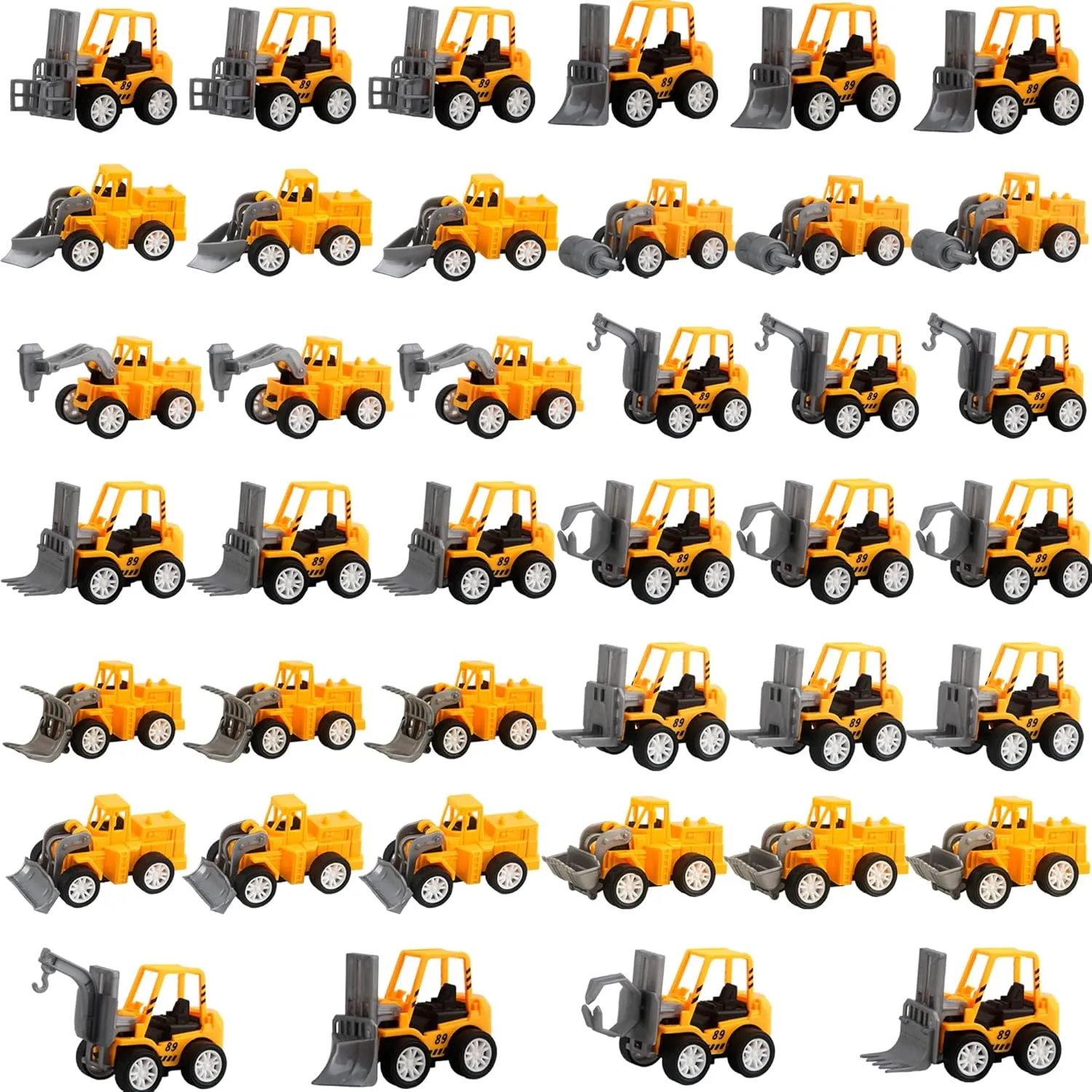 40 Pack Mini Construction Vehicles, Pull Back Trucks, Yellow, Color Style 2, Kids Construction Toys, Ages 3 