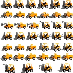 40 Pack Mini Construction Vehicles, Pull Back Trucks, Yellow, Color Style 2, Kids Construction Toys, Ages 3 