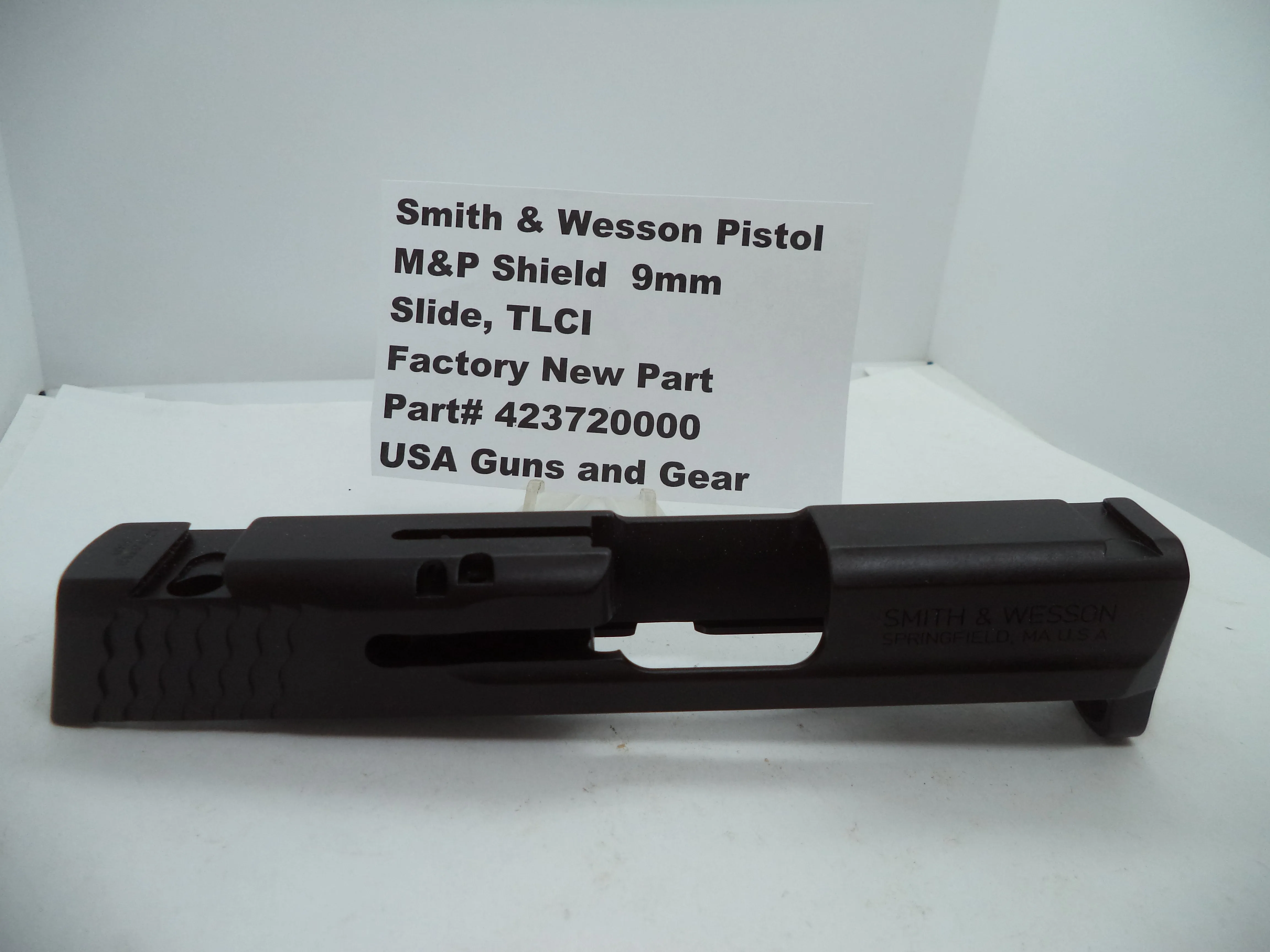 423720000 Smith & Wesson Pistol M&P Shield Slide, Black, TLCI, 9MM