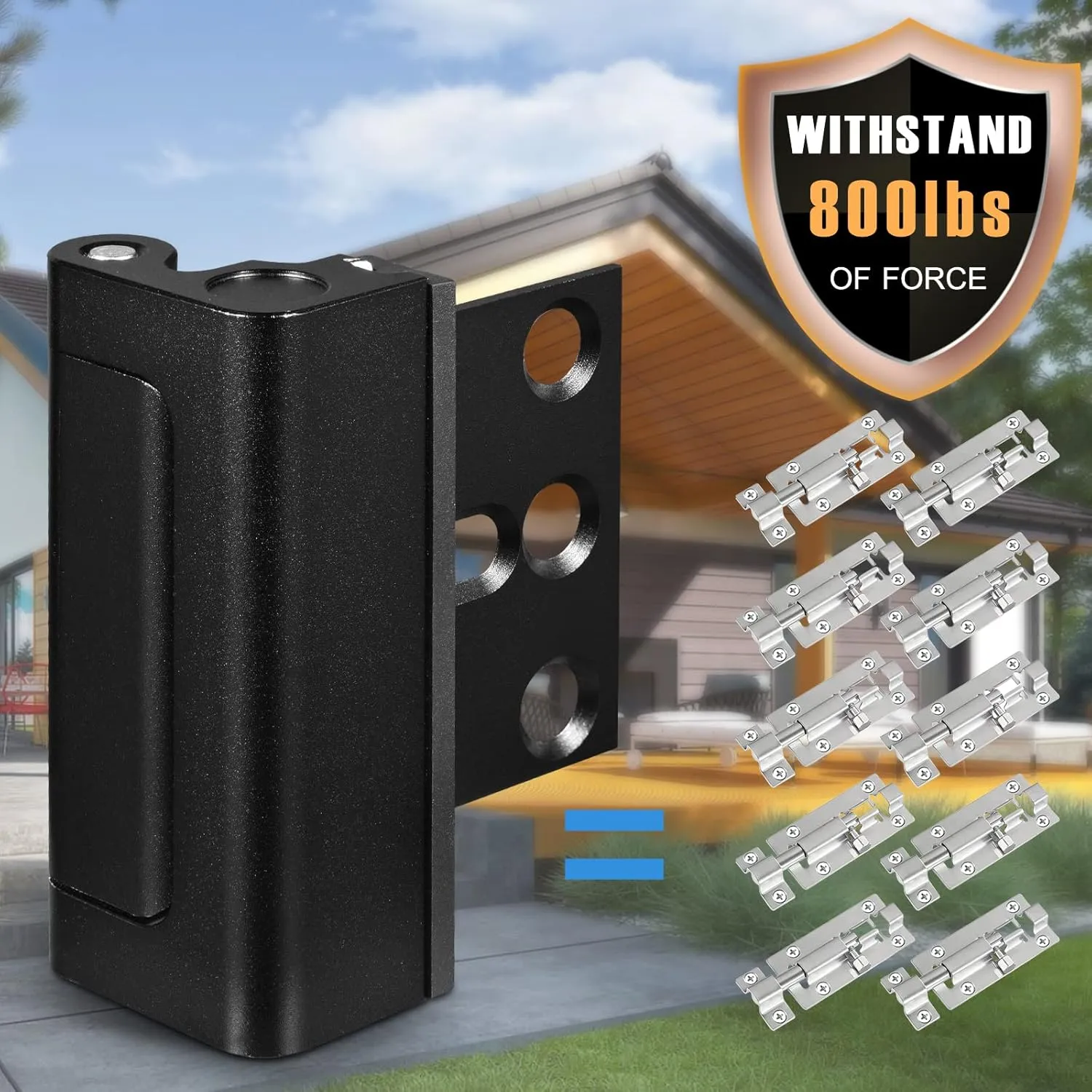 4Pack Home Security Door Reinforcement Lock, Childproof Safety Door Lock Latch Inside Stopper, Add High Security to Prevent Home Unauthorized Entry, Aluminum Construction Finish Black