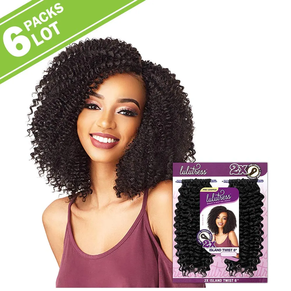 6 PACKS/LOT Sensationnel Synthetic Hair Crochet Braids Lulutress 2X Island Twist 8" (1)