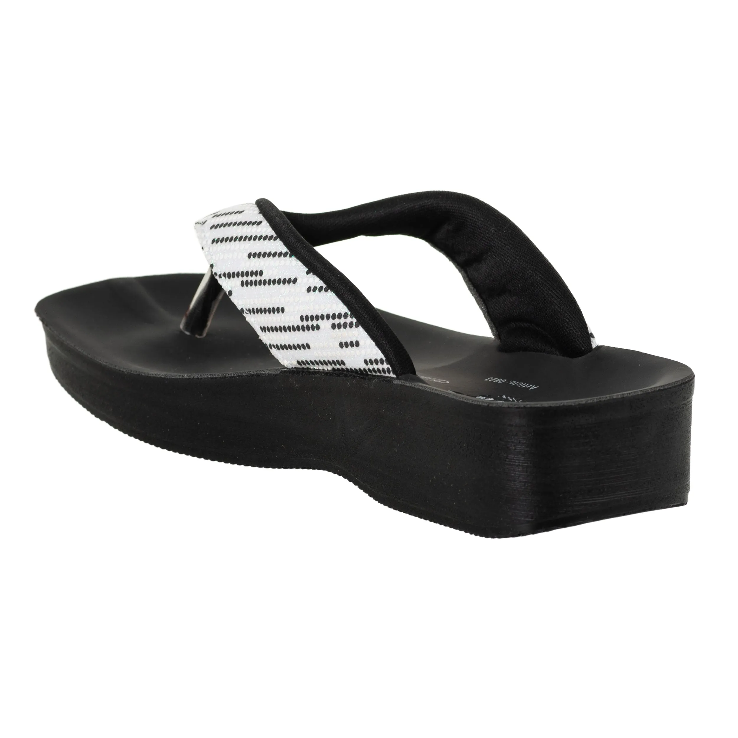 Aerowalk Women White V-Shape Sandal with Polka Dotted Upper (0823_WHITE)