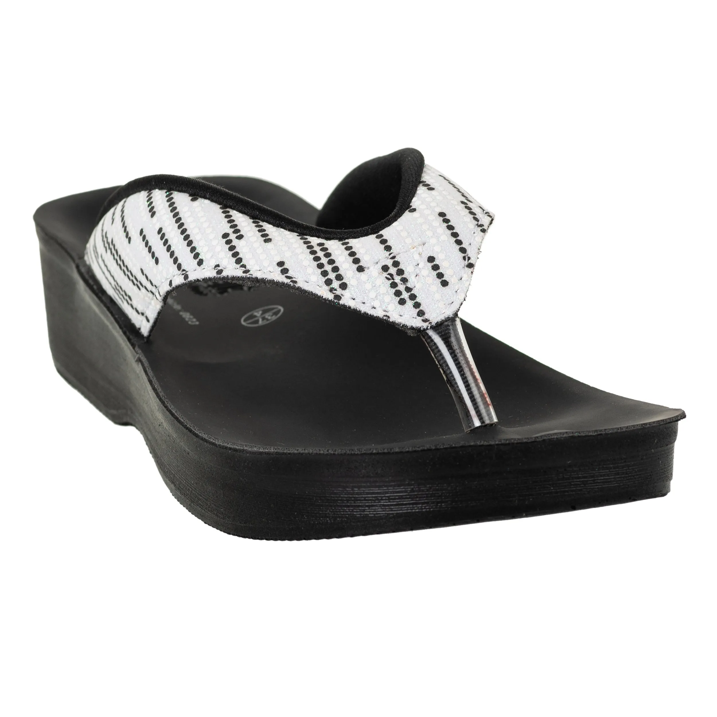 Aerowalk Women White V-Shape Sandal with Polka Dotted Upper (0823_WHITE)