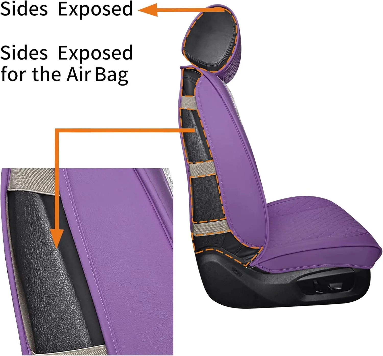 Aierxuan Front Sparkle Seat Covers for Women Waterproof Leather Crystal Diamond Universal Fit for Subaru Kia Forte Optima Nissan Altima Frontier Sentra (2PCS Front, Purple)