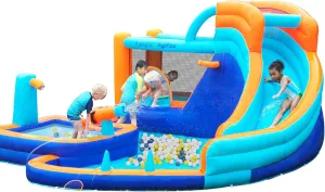 AirMyFun Inflatable Bounce House Water Slide, Inflatable Water Park with Slide, Ball Pit, and Splash Pool - Kids' Outdoor/Indoor Play Center with Blower, Basketball Hoop for Endless Fun