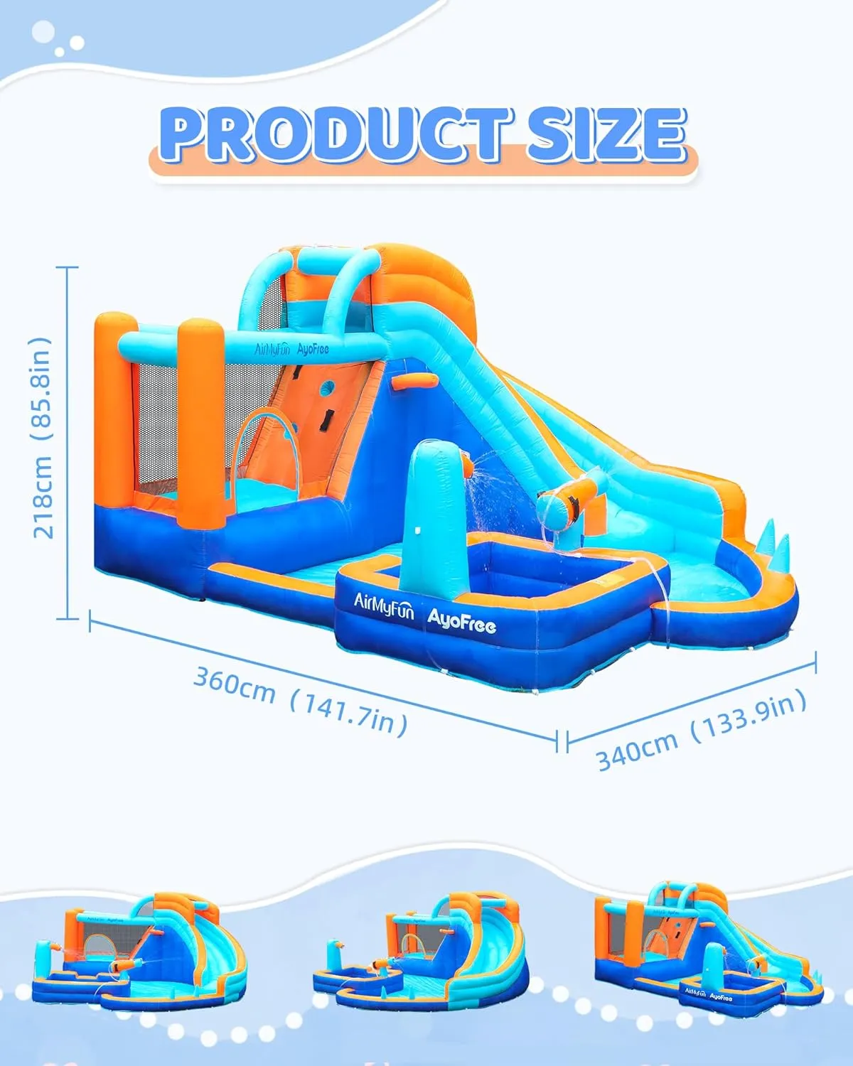 AirMyFun Inflatable Bounce House Water Slide, Inflatable Water Park with Slide, Ball Pit, and Splash Pool - Kids' Outdoor/Indoor Play Center with Blower, Basketball Hoop for Endless Fun