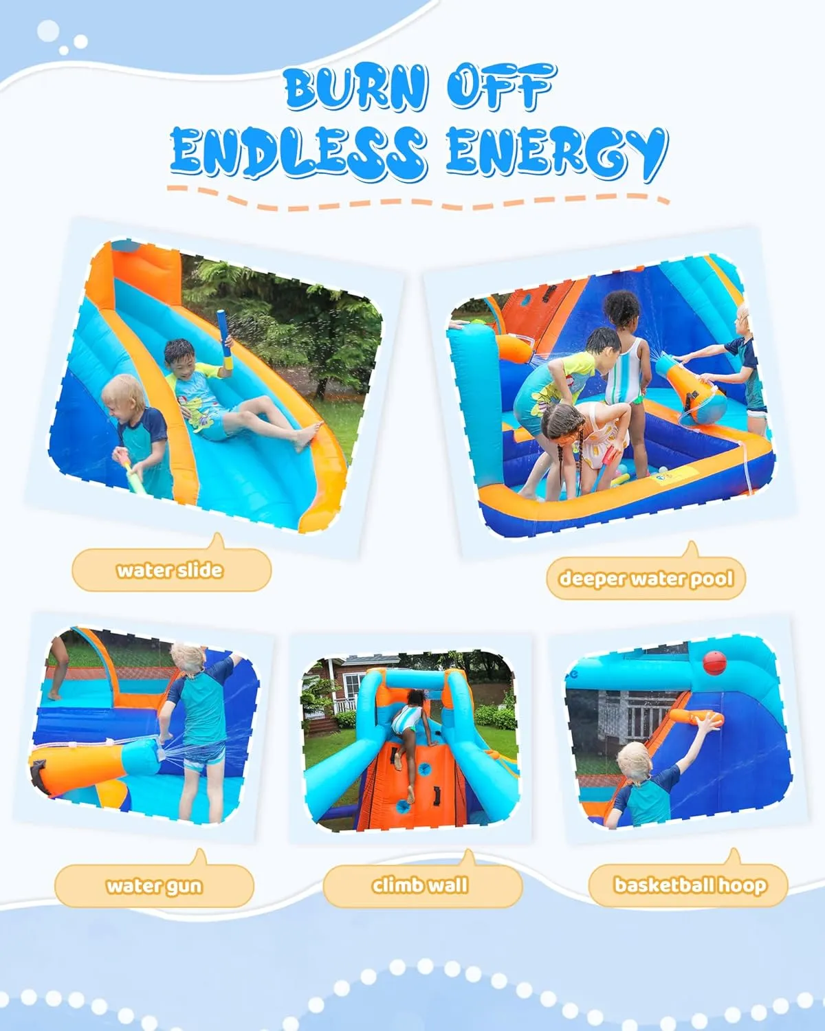 AirMyFun Inflatable Bounce House Water Slide, Inflatable Water Park with Slide, Ball Pit, and Splash Pool - Kids' Outdoor/Indoor Play Center with Blower, Basketball Hoop for Endless Fun