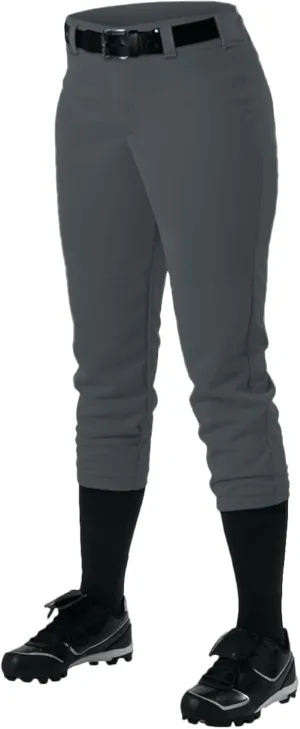 Alleson Athletic Girls' Standard Belt Loop Fastpitch Pant – Five Pro-Style Fit, Moisture-Wicking & Durable Fabric, Charcoal, Medium