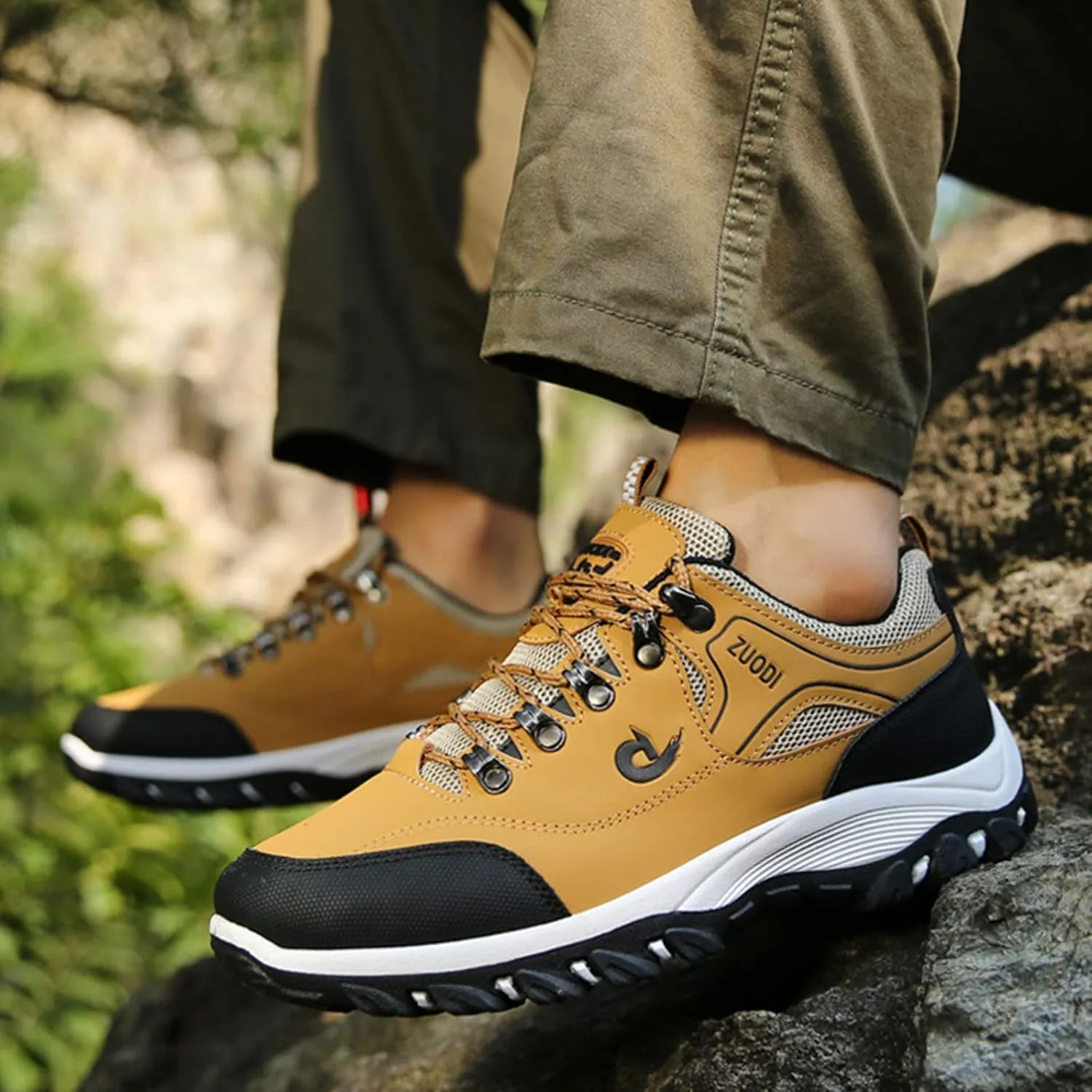 AngryMonkey Men's Outdoor Orthopedic Hiking Shoes,Lightweight Comfy Breathable Non-Slip Height Travel Walking Fashion Sneakers