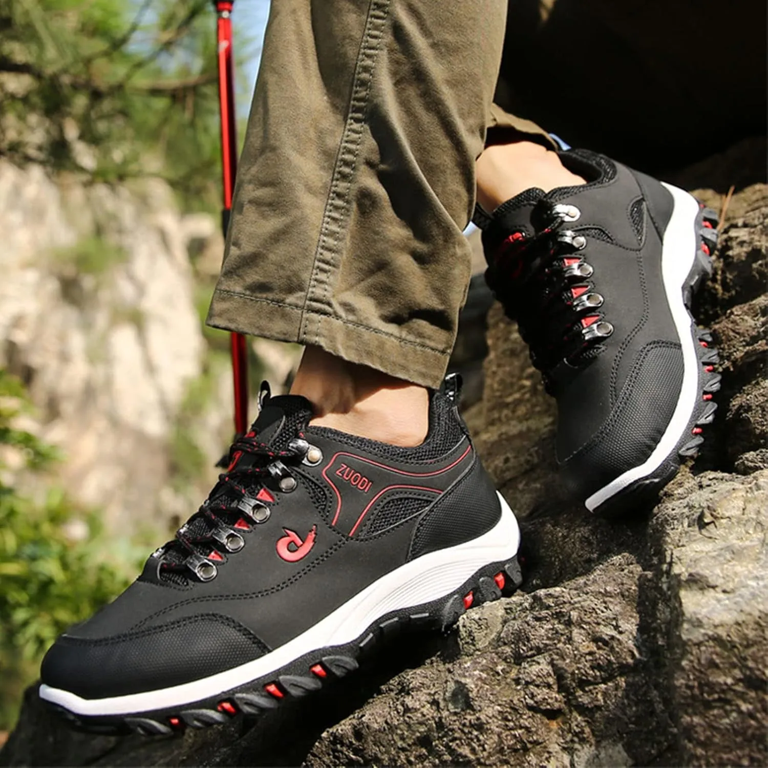 AngryMonkey Men's Outdoor Orthopedic Hiking Shoes,Lightweight Comfy Breathable Non-Slip Height Travel Walking Fashion Sneakers