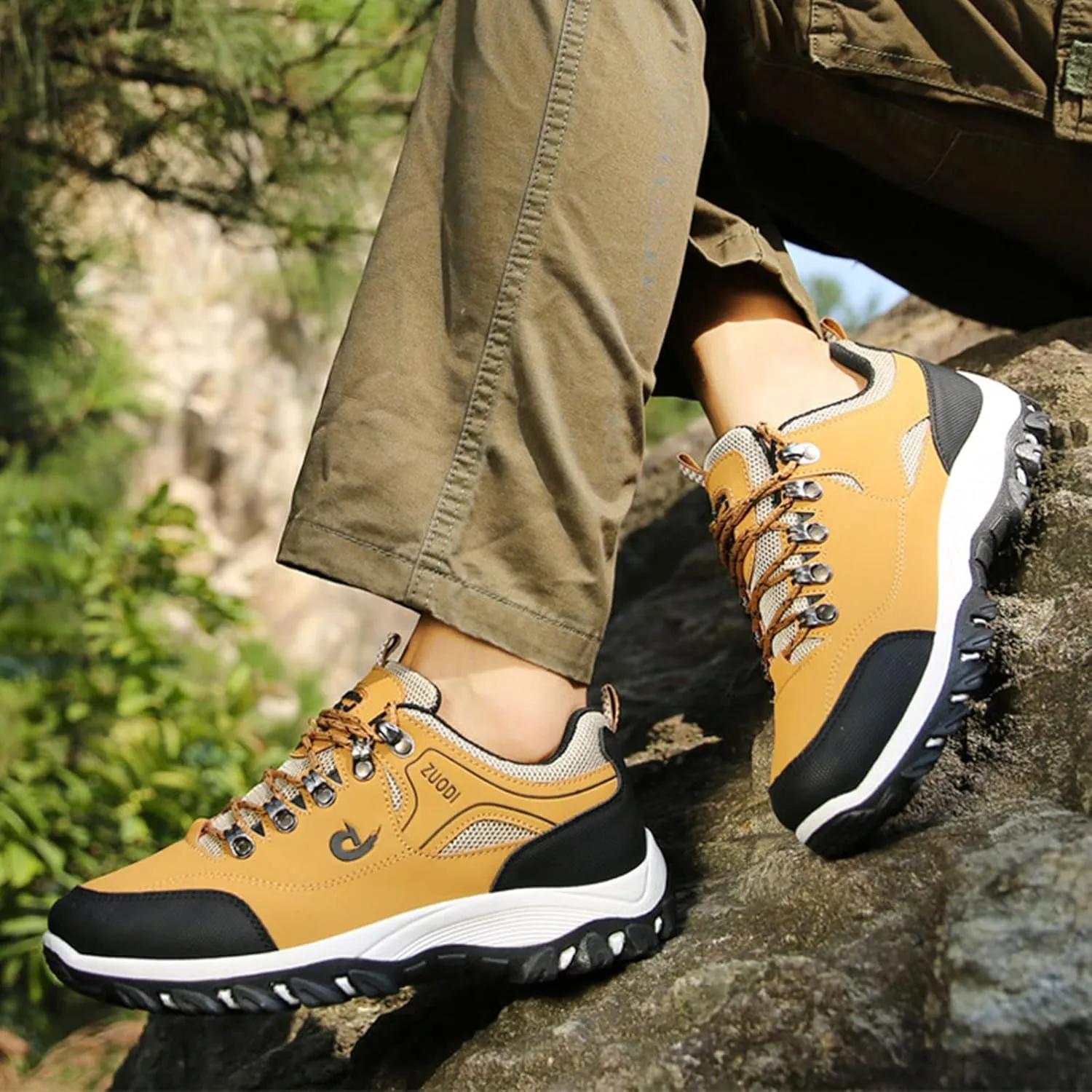 AngryMonkey Men's Outdoor Orthopedic Hiking Shoes,Lightweight Comfy Breathable Non-Slip Height Travel Walking Fashion Sneakers