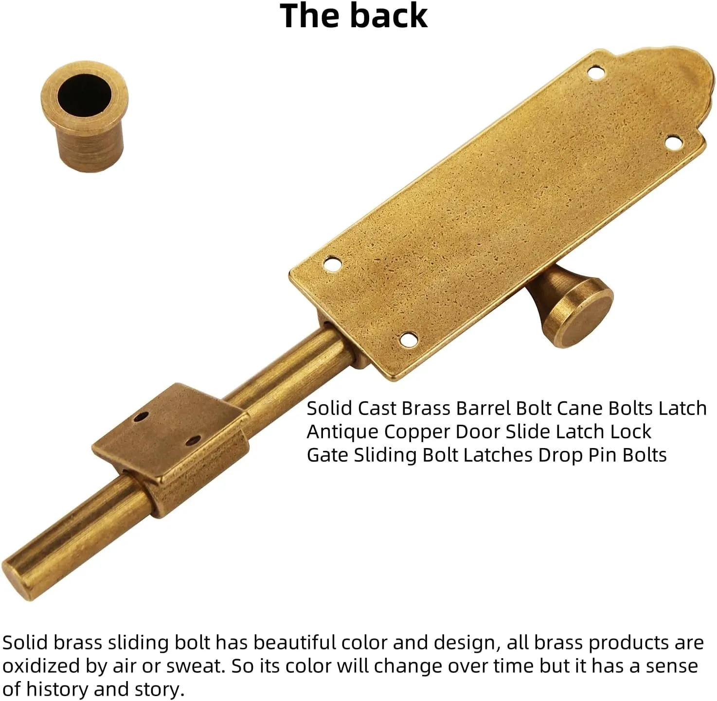 Antique Copper Barrel Bolt Buckle Heavy Duty,Vintage Solid Brass Thickened Door Latch，Furniture Reproduction Restorations Hardware