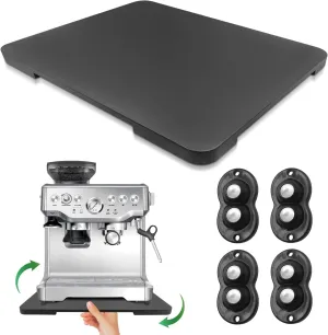 Appliance Slider 360° Rolling Tray for Coffee Maker Bamboo Coffee Pot Slider Tray for Countertop Rotation Sliding Tray with Wheels, Appliances Mat Easily from Under The Cabinet Black(Large 15.7"×13")