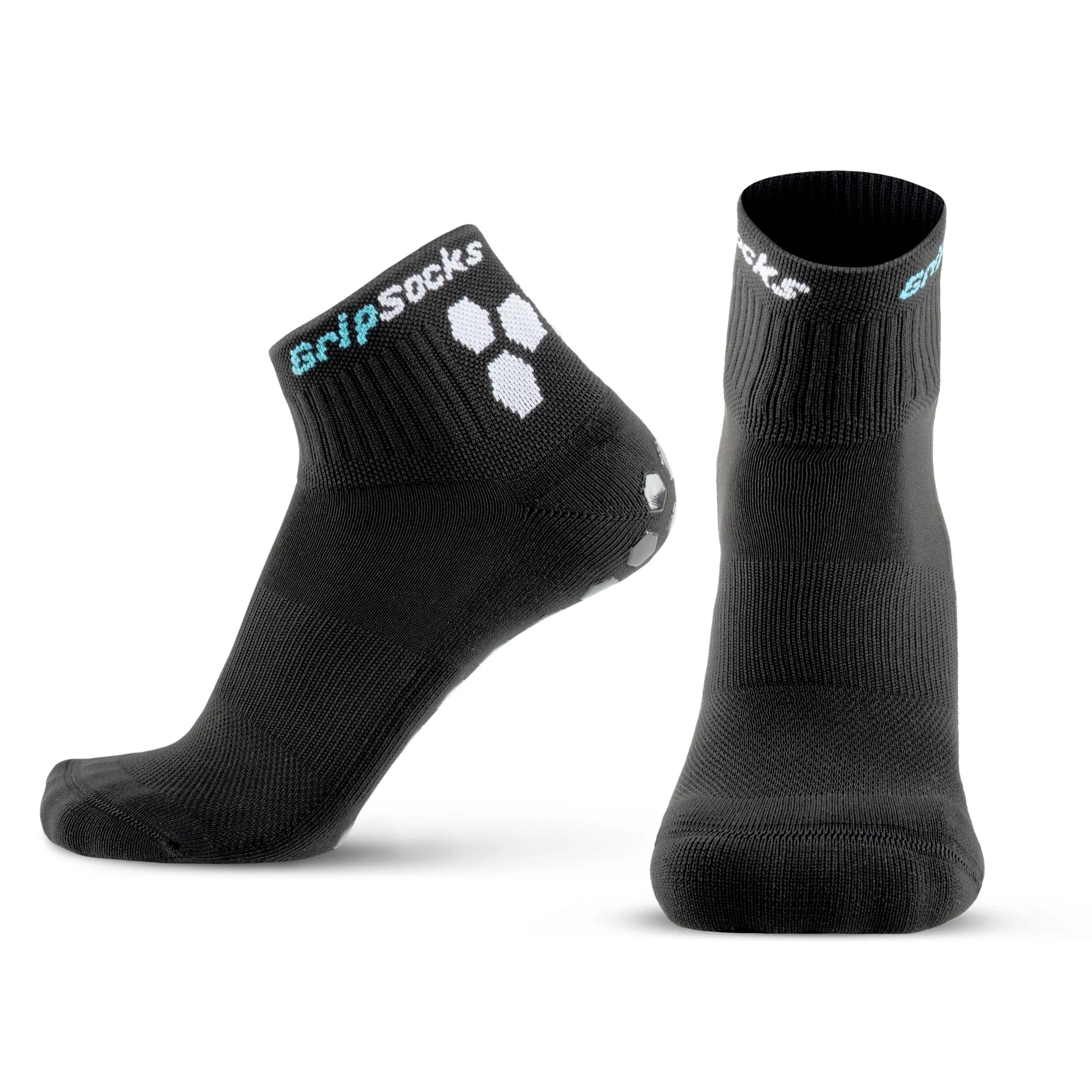 Athletic Socks with Grips - 1/4 Crew - Black