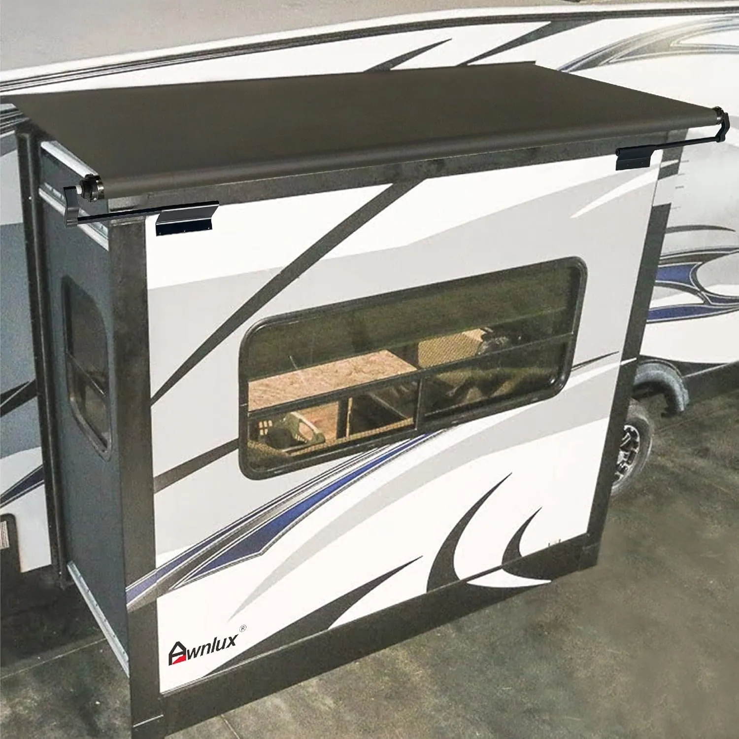 Awnlux Black Modular Slide Topper Awning Slide Out Protection for RVs, Travel Trailers, 5th Wheels, and Motorhomes -6'6" (6'1" Fabric)