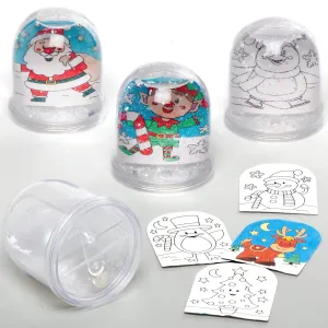 Baker Ross AX490 Christmas Color in Snow Globe Kits - Pack of 4, Make Your Own Festive Arts and Crafts for Christmas Activities