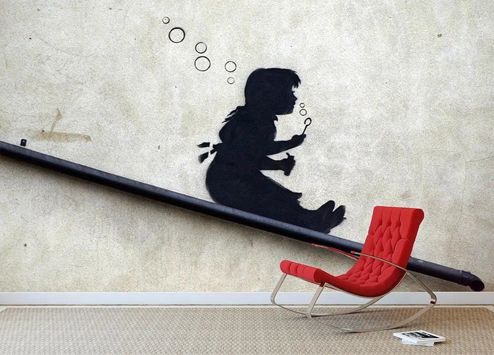 Banksy Bubble Slide Girl Wall Mural Wallpaper