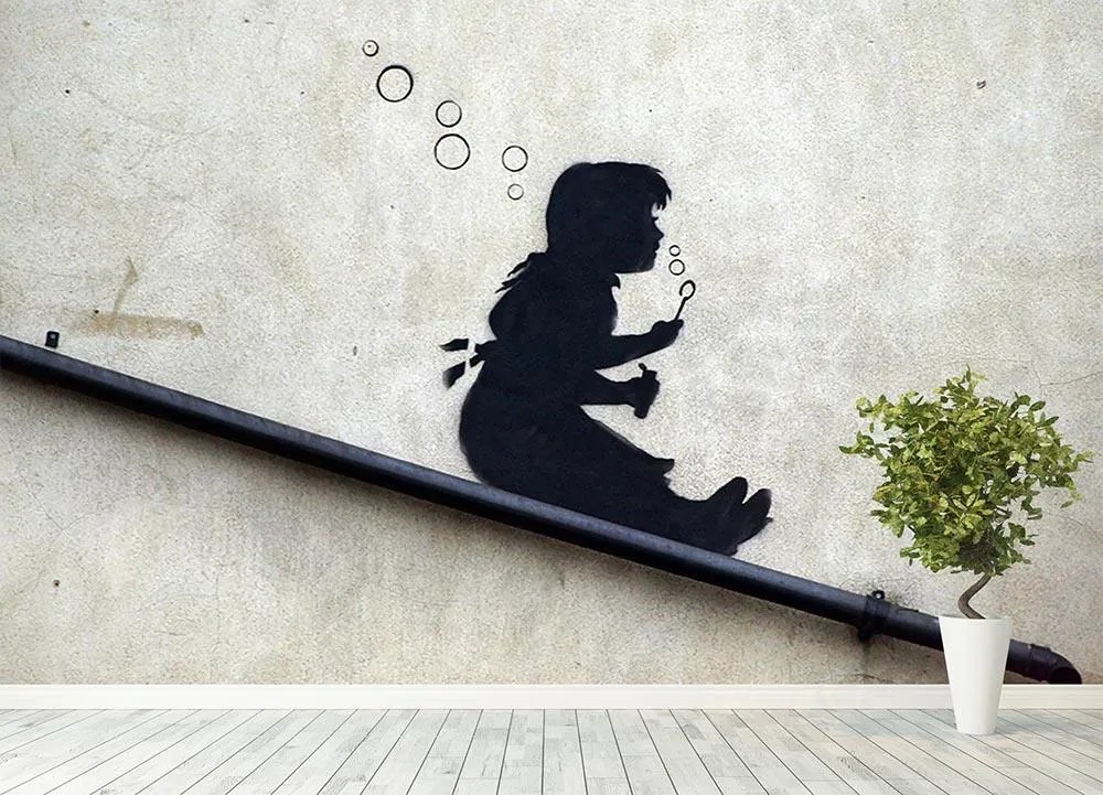 Banksy Bubble Slide Girl Wall Mural Wallpaper
