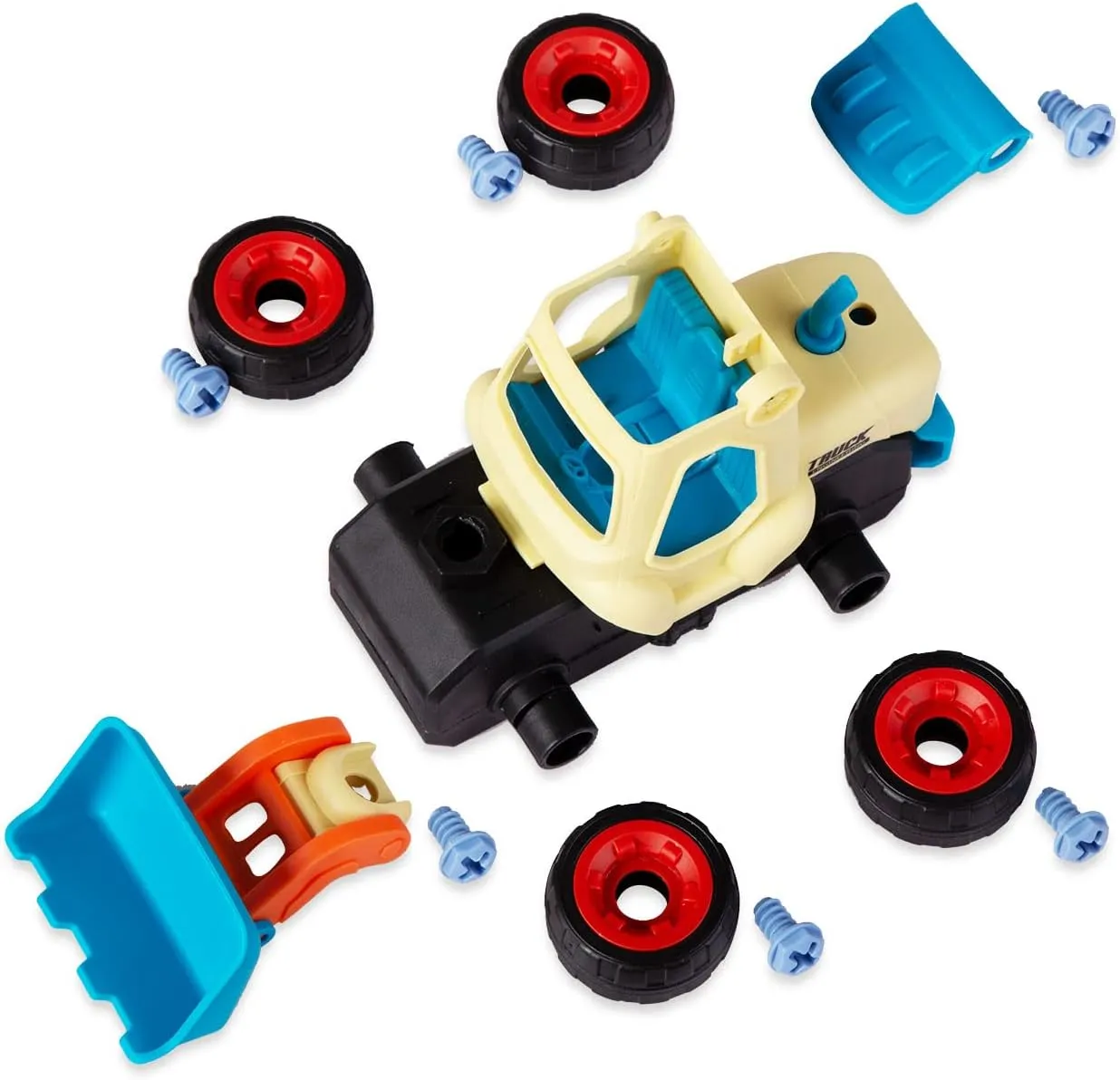 Beach Sand Toys for Toddlers Age 3-5,Outdoor Sandbox Toys, Kids Toys for 2 3 4 Year Old Boys, Stem Take Apart Construction Toys Truck, Excavator, Bulldozer, Ground Drill, Road Roller (Blue)