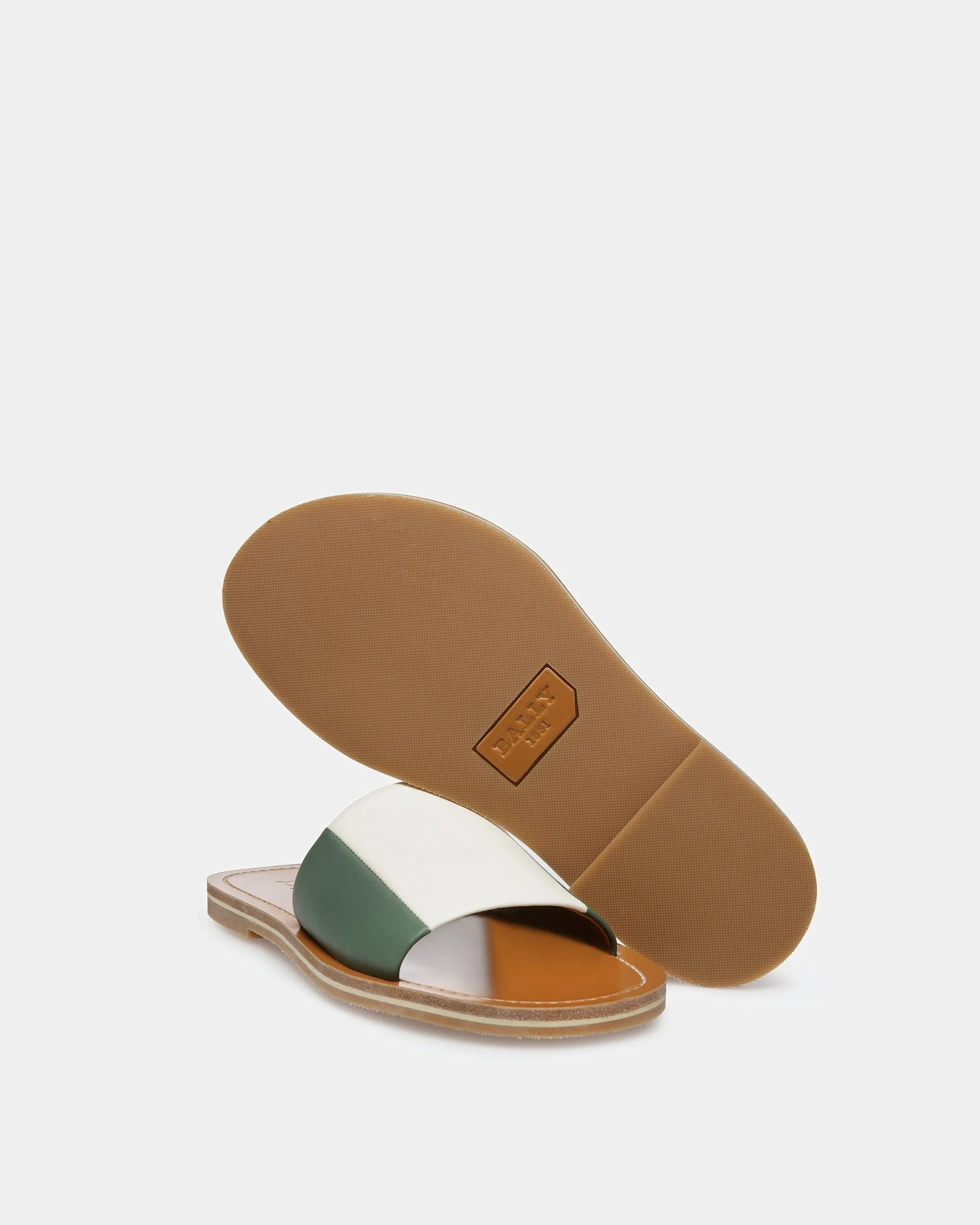 Bianka Leather Slides In Sage And Bone