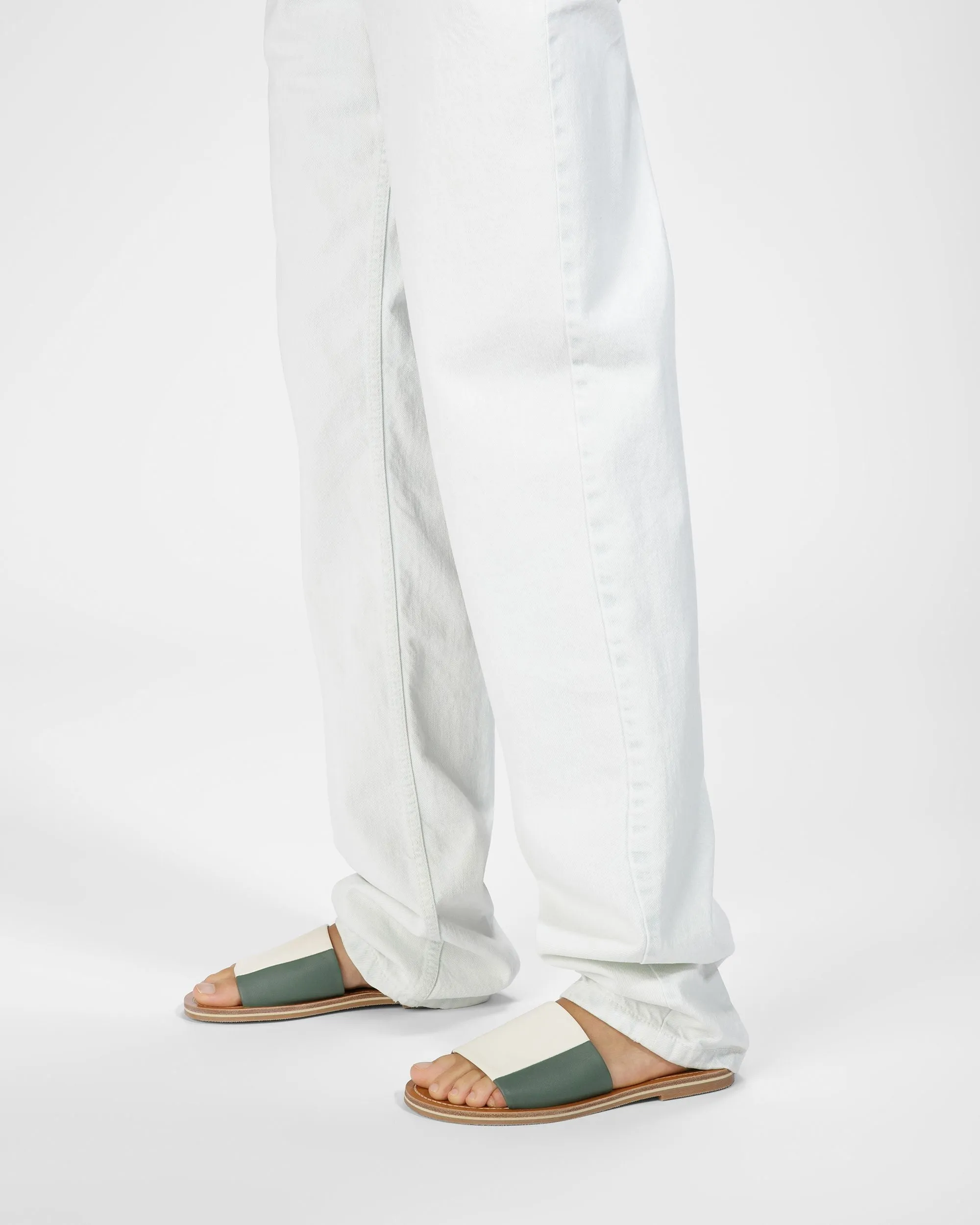 Bianka Leather Slides In Sage And Bone