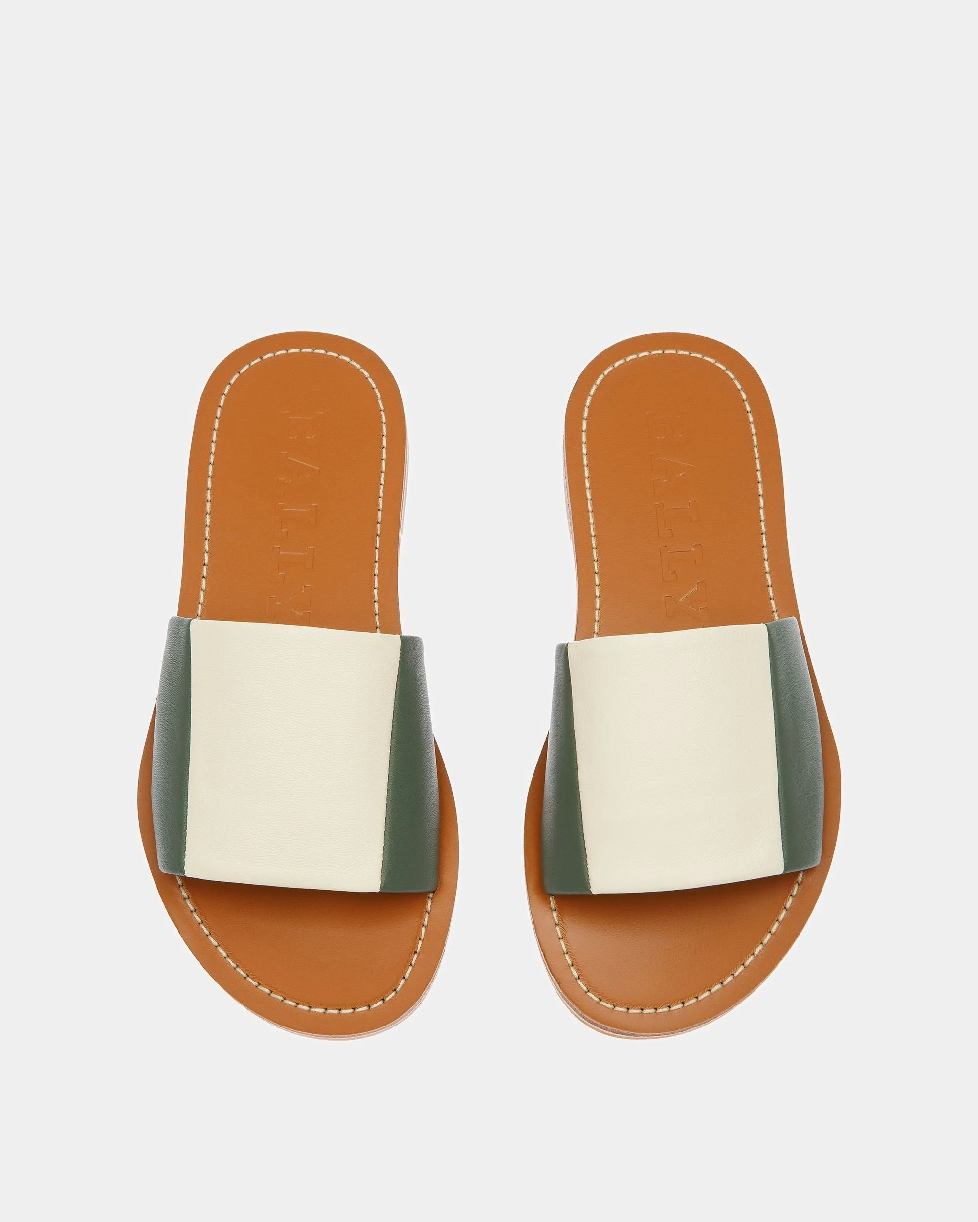 Bianka Leather Slides In Sage And Bone