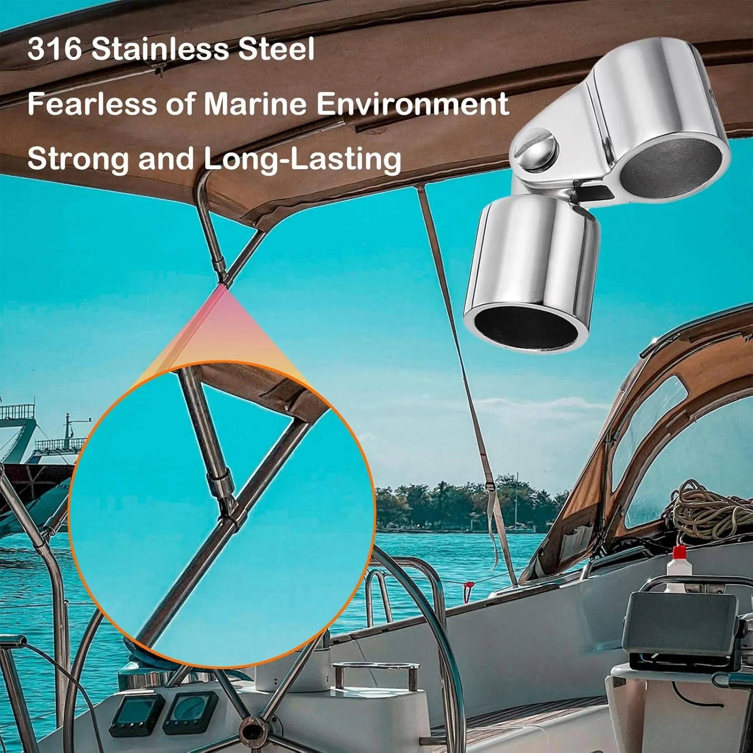 Bimini Top Hardware, 2 Pairs Eye End Caps and Jaw Slide 316 Stainless Steel Boat Canopy Fittings Replacement Parts