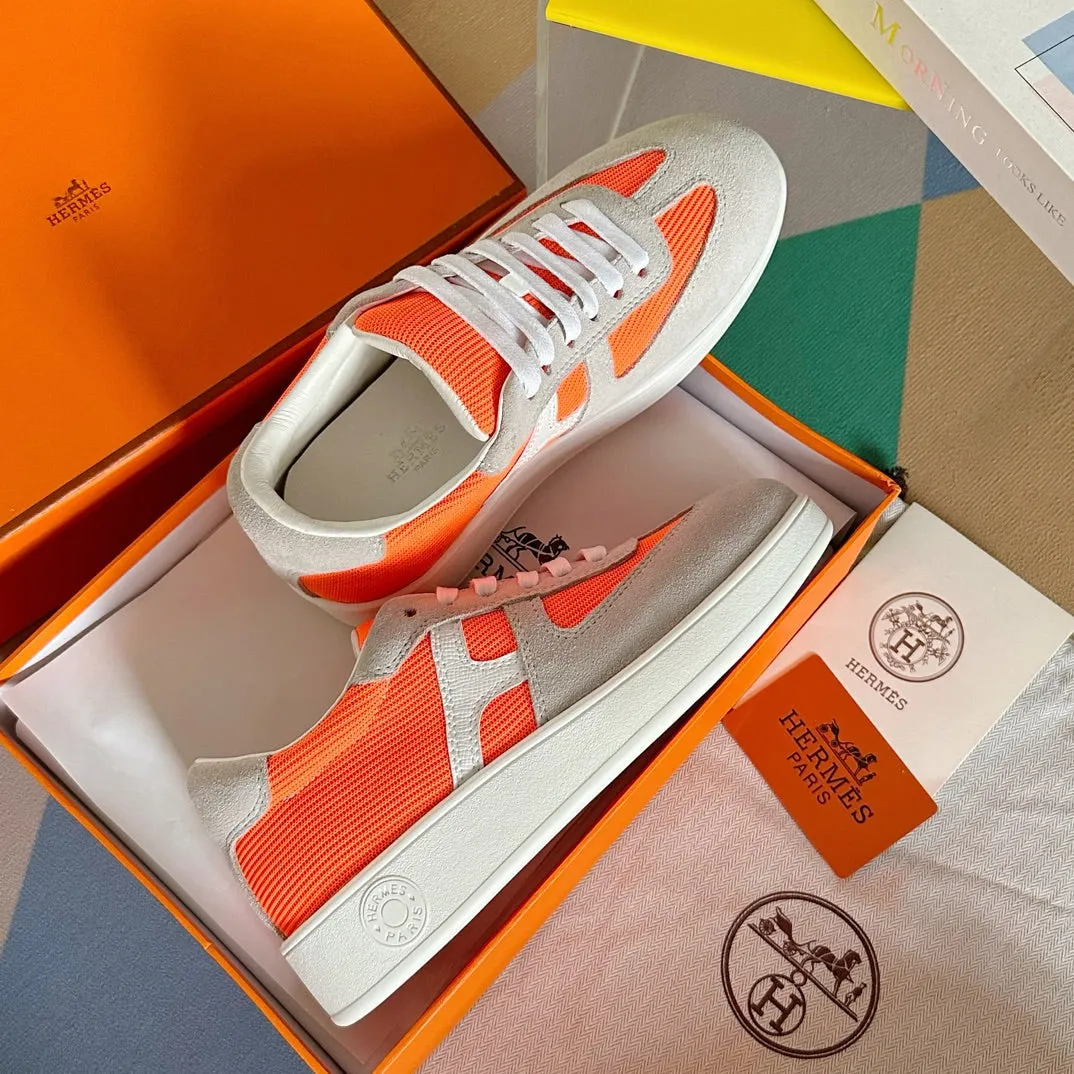 BOOMERANG SNEAKERS LIGHT GRAY MIX ORANGE SUEDE