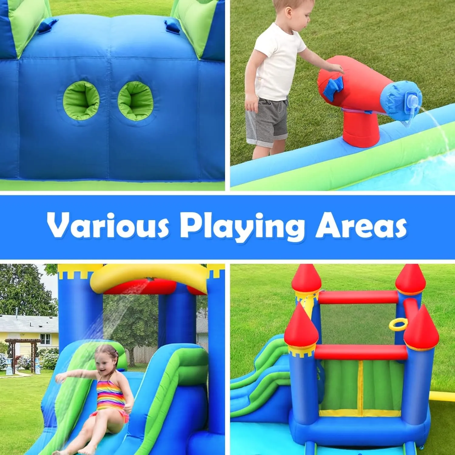 BOUNTECH Inflatable Water Slide, Bounce House Water Slide with Ball Pit Wet Dry for Kids Backyard Fun w/Splash Pool, Blow up Bouncy Castle Water Slides Inflatables for Boys Girls Outdoor Party Gifts