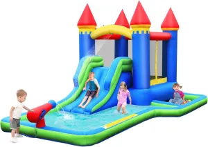 BOUNTECH Inflatable Water Slide, Bounce House Water Slide with Ball Pit Wet Dry for Kids Backyard Fun w/Splash Pool, Blow up Bouncy Castle Water Slides Inflatables for Boys Girls Outdoor Party Gifts