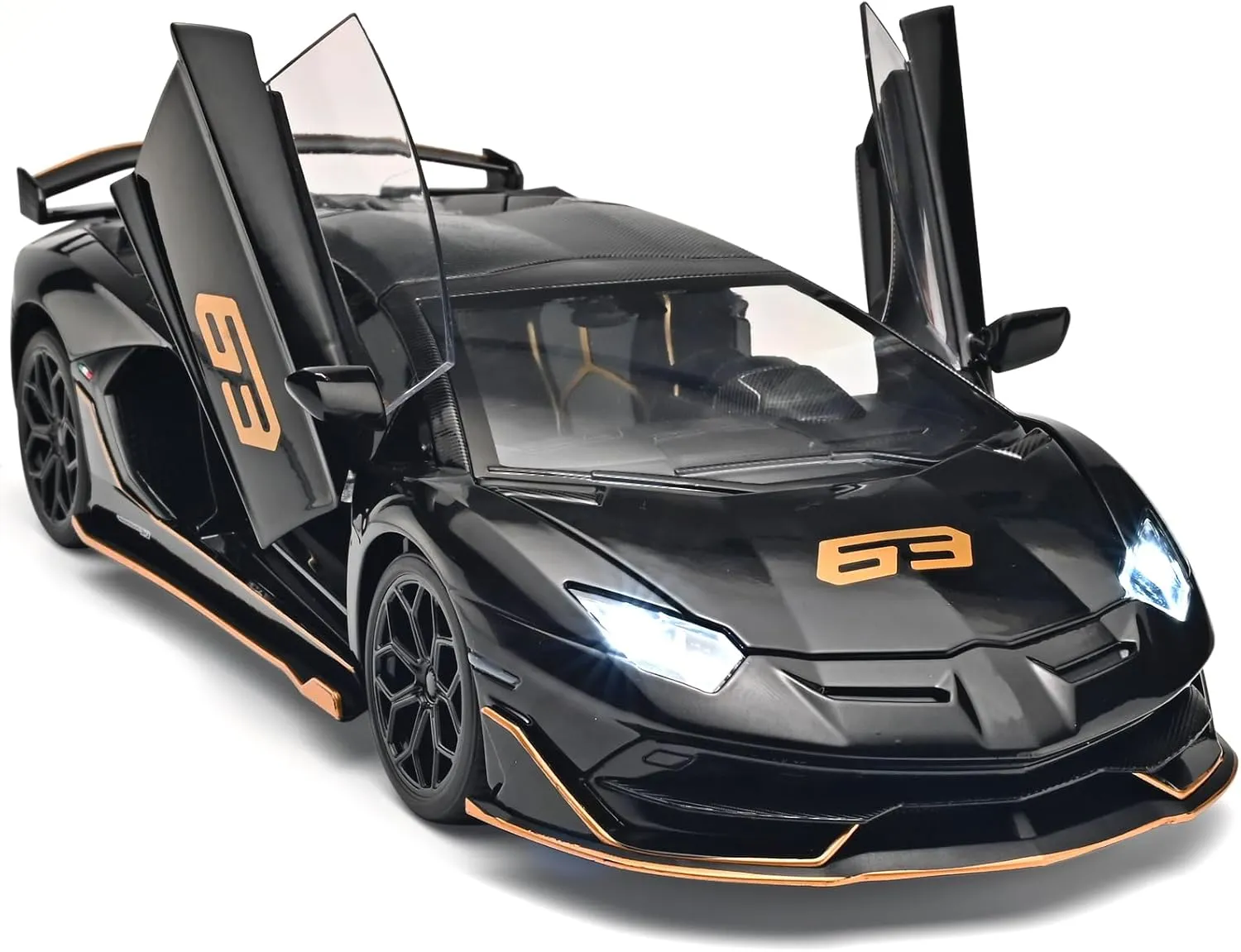 Car Toys for Boys 1/18 Diecast Cars Lambo SVJ 63 Model Car Kits,Lambo Collectibles Model with Light and Sound,Race Cars for Kids Ages 4-8（Black）