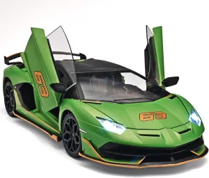 Car Toys for Boys 1/18 Diecast Cars Lambo SVJ 63 Model Car Kits,Lambo Collectibles Model with Light and Sound,Race Cars for Kids Ages 4-8（Green）