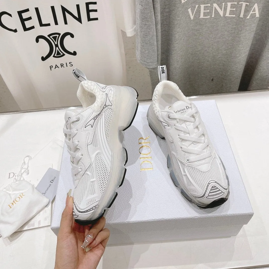 CD Vibe Sneaker White Polyester Mesh Fabric And Lambskin