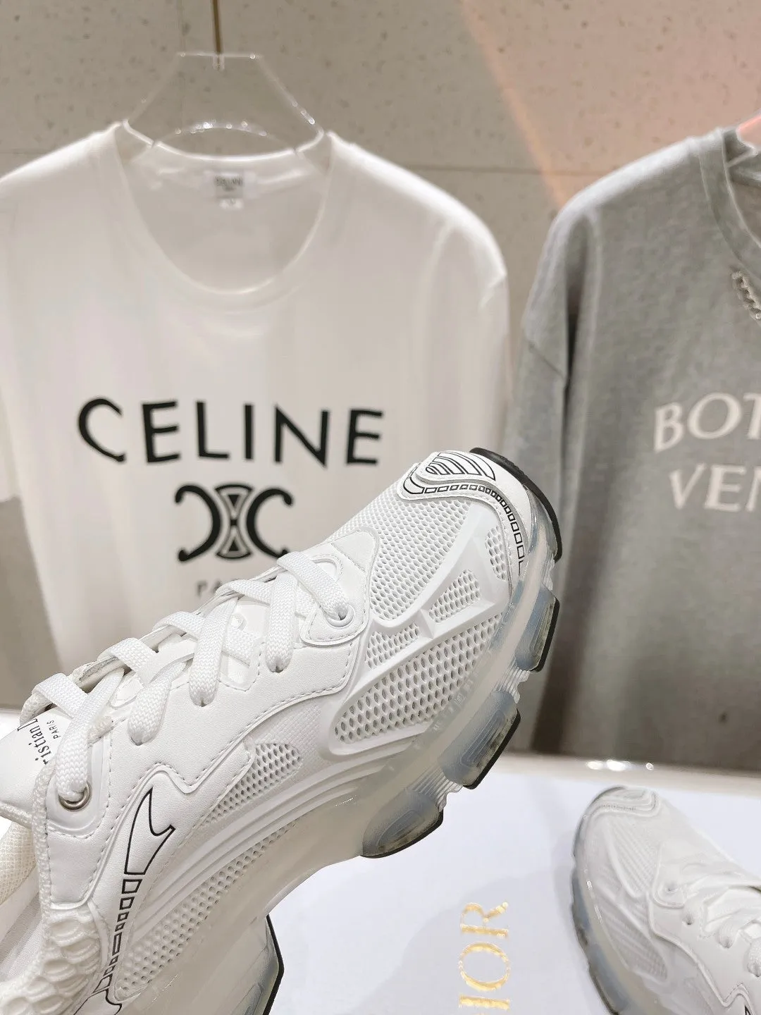 CD Vibe Sneaker White Polyester Mesh Fabric And Lambskin