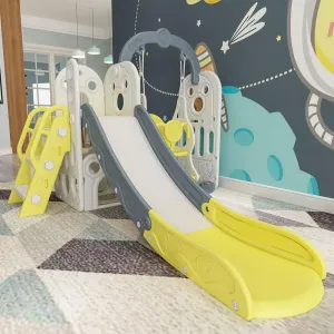 Children's Slide Suitable for Children Age 1-12 Years Old to Play and Climb on The Slide. Equipped with Basketball and Storage Space Suitable for Indoor and Outdoor use