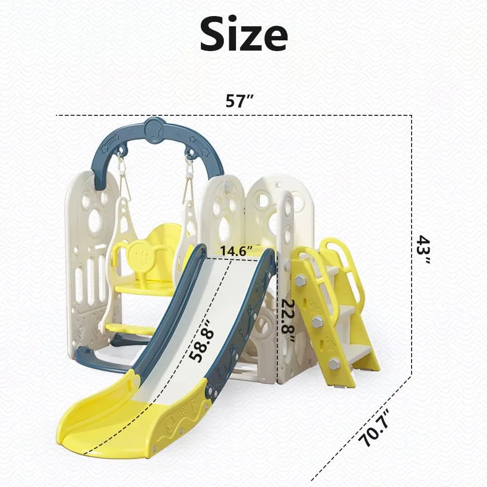 Children's Slide Suitable for Children Age 1-12 Years Old to Play and Climb on The Slide. Equipped with Basketball and Storage Space Suitable for Indoor and Outdoor use
