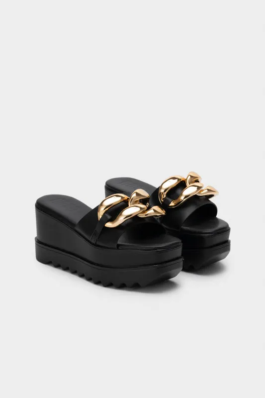 DANA CHAIN EMBELISHED WEDGE SLIDE