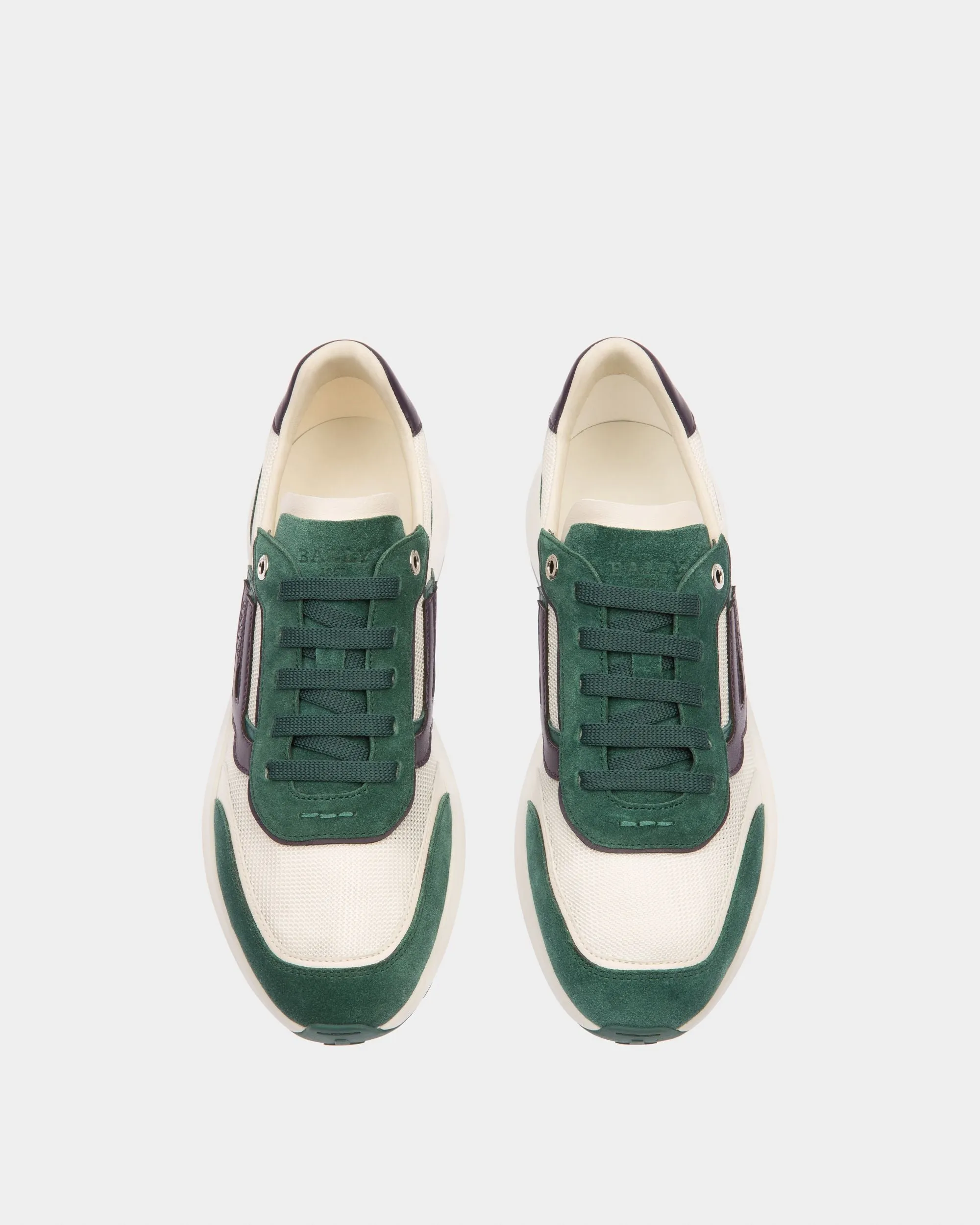 Demmy Mesh & Leather Sneakers In Green & White
